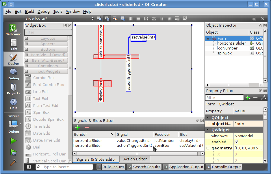 Designer Signals & Slots Editor