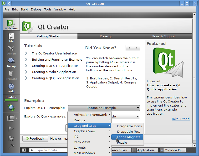 Qt Creator Welcome Screen