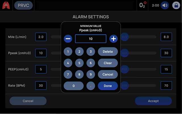 PRVC Alarm Settings