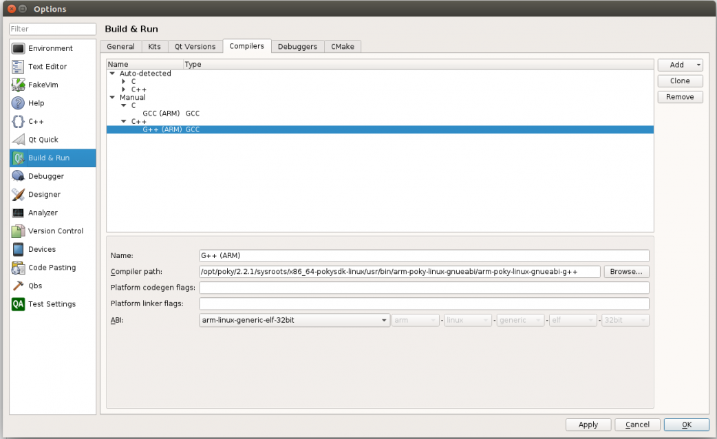 Configuring Qt Creator for Yocto Development