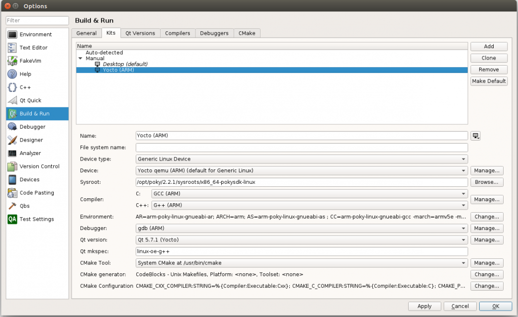 Configuring Qt Creator for Yocto Development